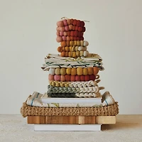 Hello Honey® 7.5" Red, Pink & Blush Handmade Wool Felt Ball Square Trivet