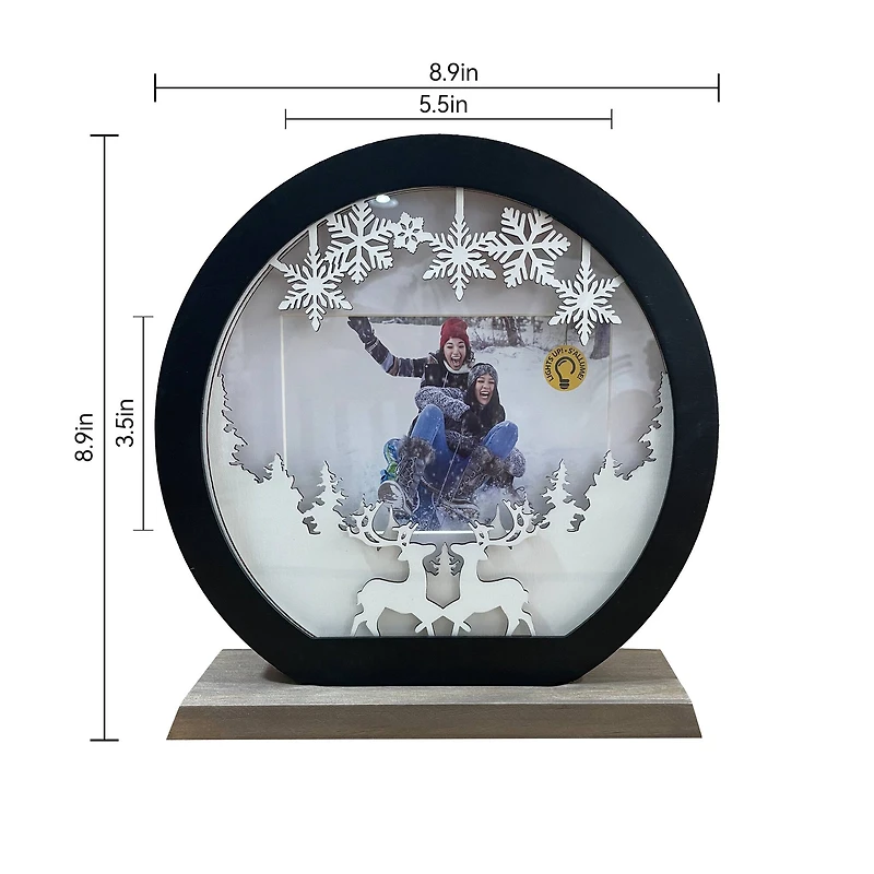 4" x 6" White & Black Snow Globe Light-Up Tabletop Frame by Studio Décor®