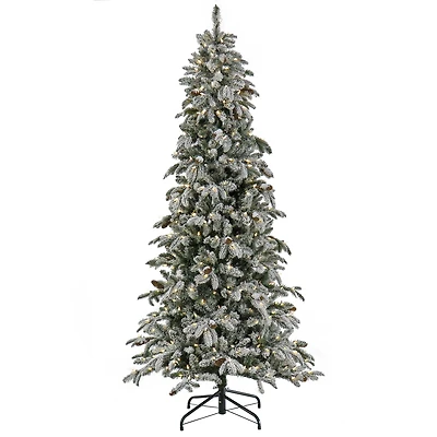 7.5ft. Pre-Lit Snowy Vintin Fir Tree, LED Lights