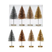 Hello Honey® 6" Metallic Plastic Bottle Brush Tree Set with Wood Bases