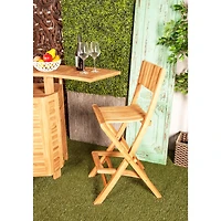 Set of 2 Brown Teak Wood Traditional Outdoor Bar Stool, 18" x 45"