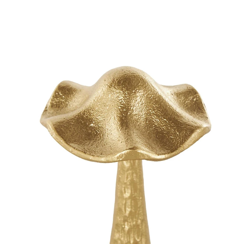 Gold Metal Mushroom Metallic Sculptures with Round Base, 3ct.