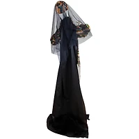 5.5ft. Pre-Lit Black & Green Standing Fortune Witch with Magic Ball Halloween Display