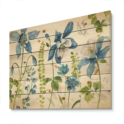 Designart - Bluebell and Columbine Wild Flowers with Butterfly