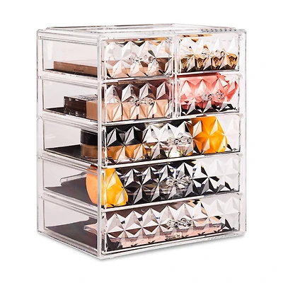 Sorbus Brown Makeup & Jewelry Storage Case with 3 Large & 4 Small Drawers