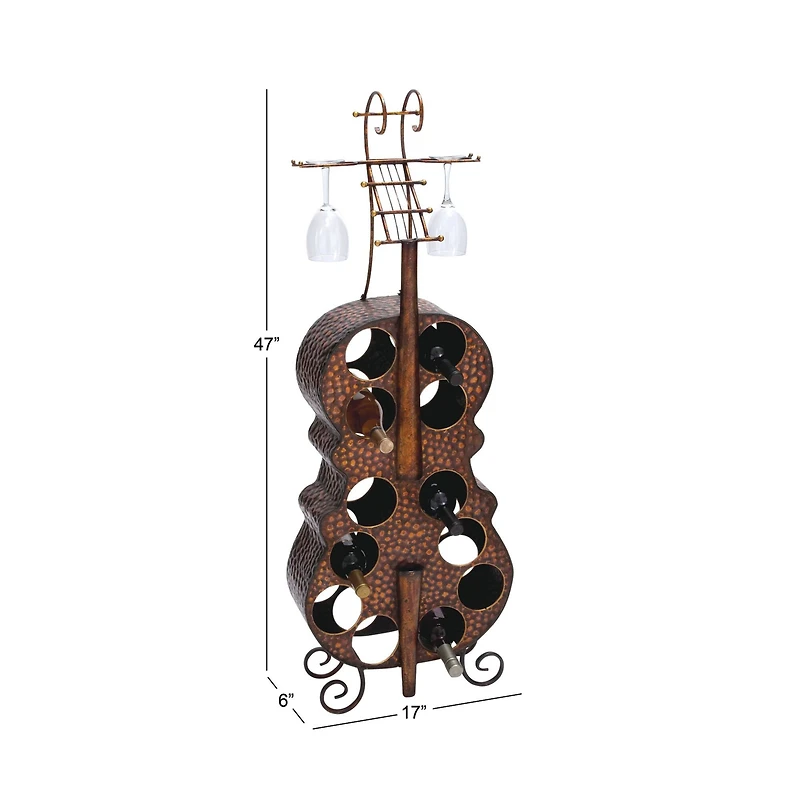 47" Brass Metal Traditional Wine Holder Rack