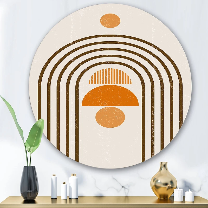 Designart - Abstract Rainbow Sun and Moon In Earth Tones IV