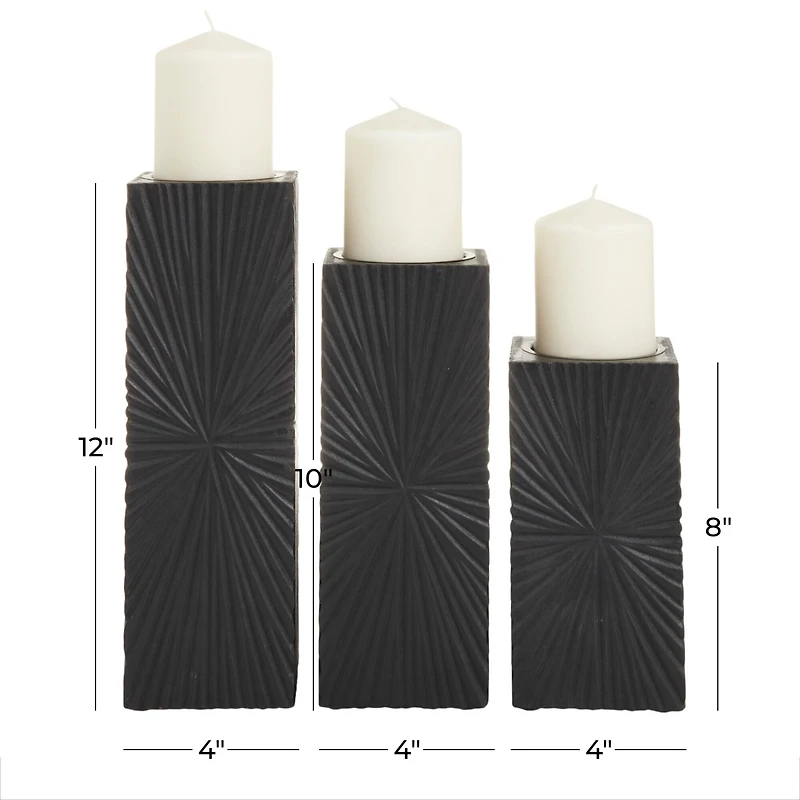 CosmoLiving by Cosmopolitan Black MDF Contemporary Candle Holder, 12" x 10" x 8"
