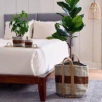 Hello Honey® 24" Rust Striped Woven Jute Tote with Liner