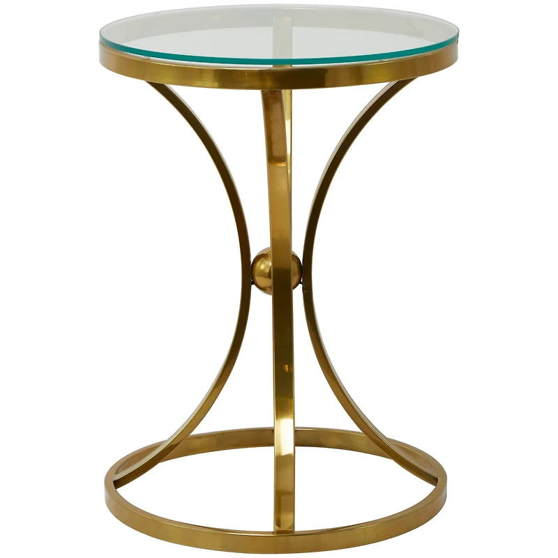 Gold Stainless Steel Contemporary Accent Table, 18" x 18" x 25"