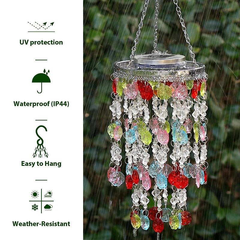 Glitzhome® 18.75" Solar Lit Beaded Wind Chimes