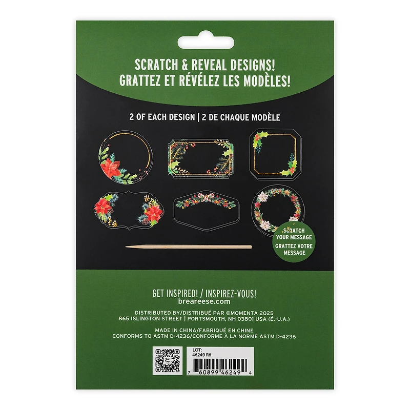 Brea Reese™ Holiday Floral Scratch Art Stickers