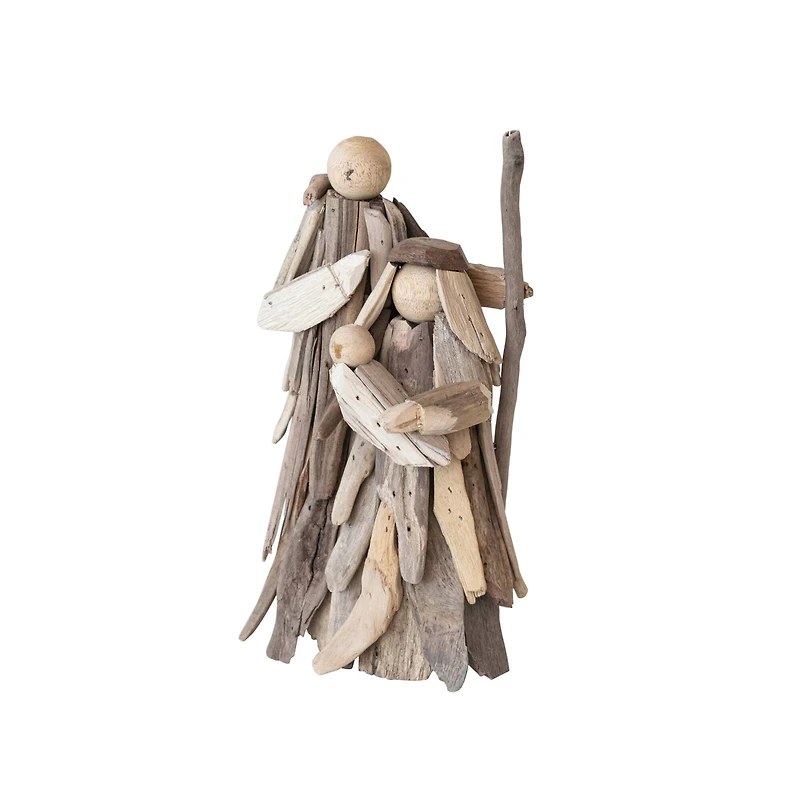 Hello Honey® 10" Natural Handmade Driftwood Holy Family Accent
