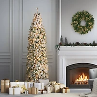 9ft. Pre-Lit Acacia Flocked Artificial Christmas Tree, Clear Lights