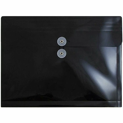 JAM Paper 9.75" x 13" Black Plastic Button String Expansion Booklet Envelopes, 108ct.