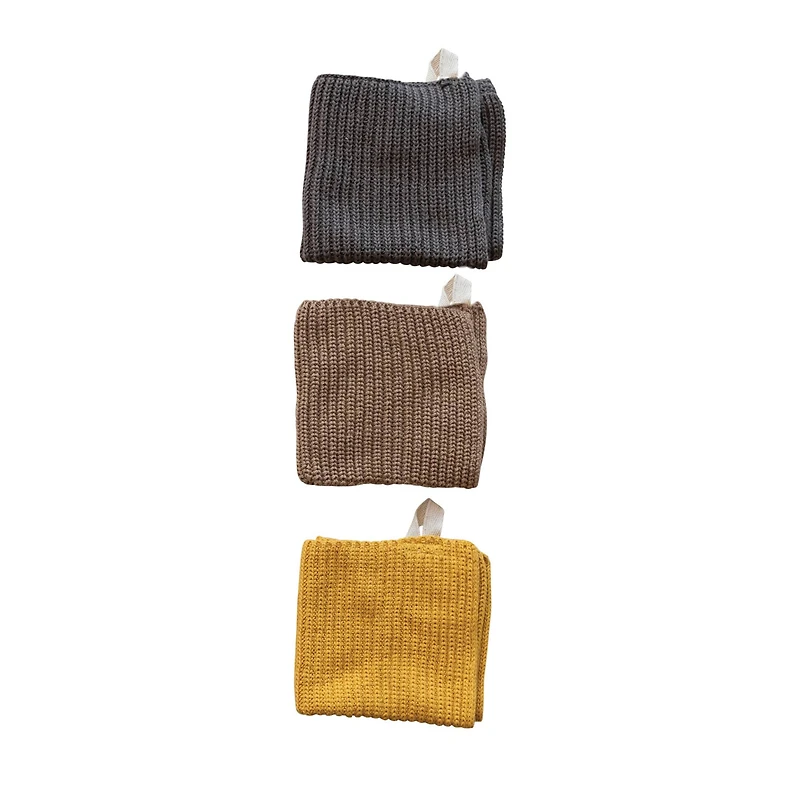 Hello Honey® 10.5" Cotton Knit Dishcloth with Loop Set