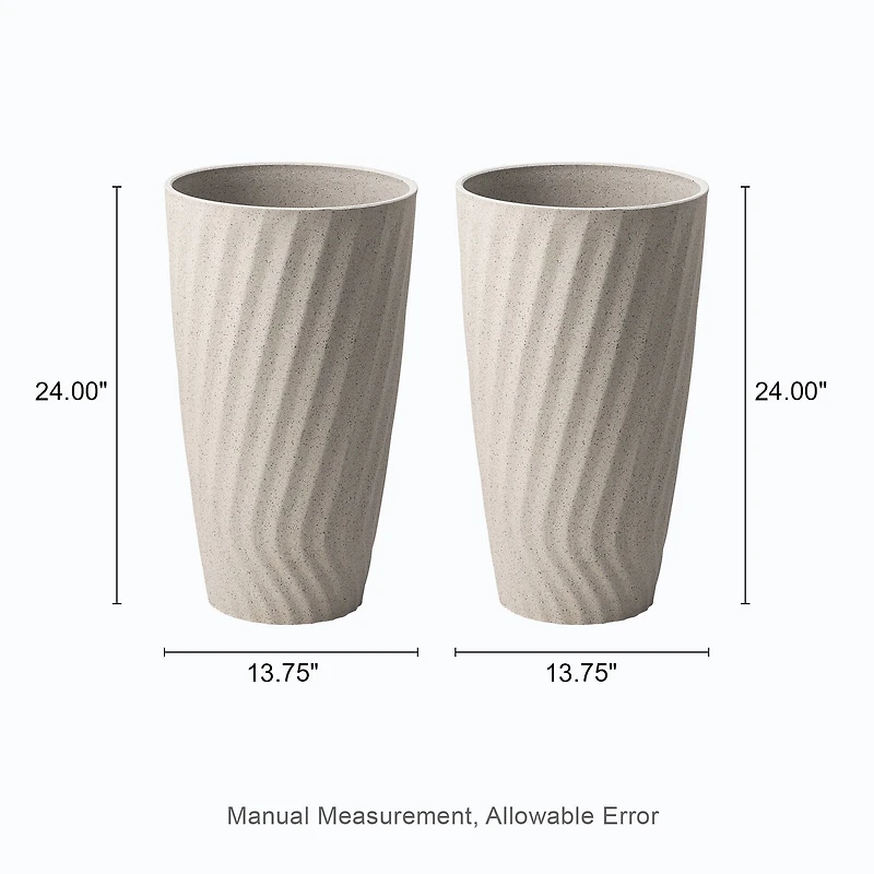 Glitzhome® 24" Sand Beige Faux Terrazzo Wave Textured Ceramic Planters, 2ct.