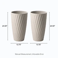 Glitzhome® 24" Sand Beige Faux Terrazzo Wave Textured Ceramic Planters, 2ct.