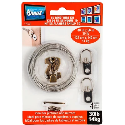 HangZ™ 30lb. 1 Hole D Ring Wire Kit