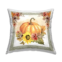 Stupell Industries Pumpkin with Flower Accent Outdoor Printed Pillow