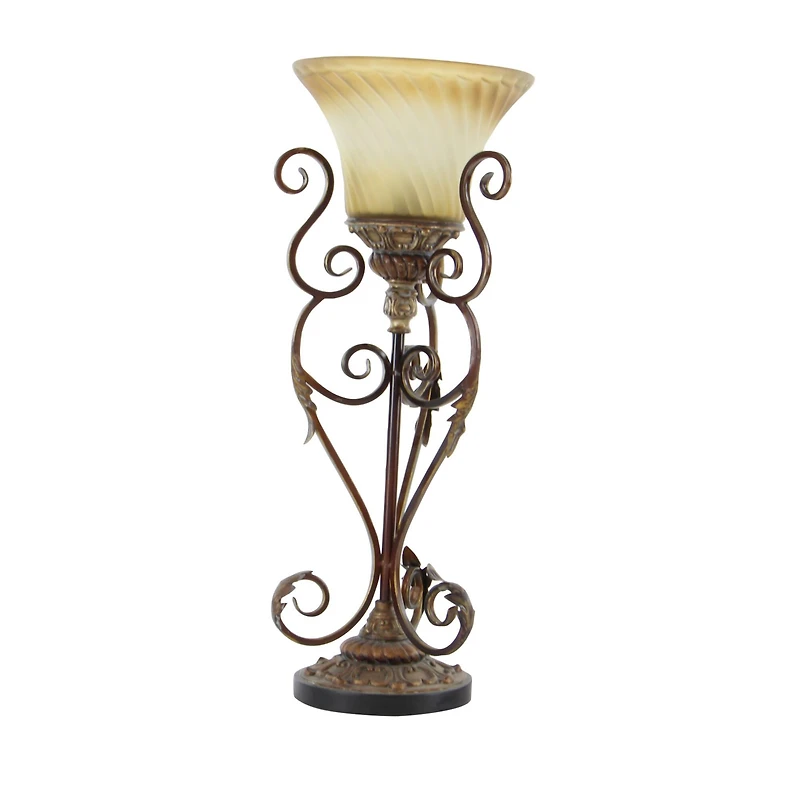 Set of 2" Brown Metal Mediterranean Uplight, 30"