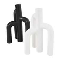 CosmoLiving by Cosmopolitan 10" Black & White Ceramic Abstract 3-Arch Vase Set