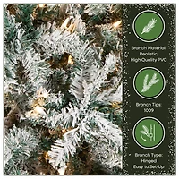 7.5ft Pre-Lit Acacia Flocked Artificial Christmas Tree, Clear Lights