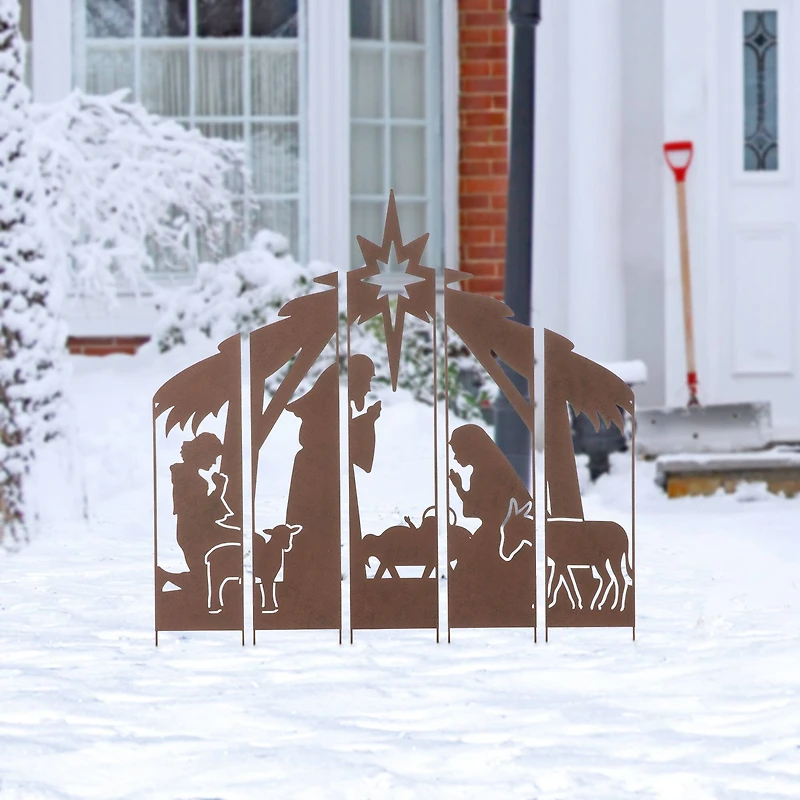 Glitzhome® 41.5'' Metal Nativity Combo Yardstake