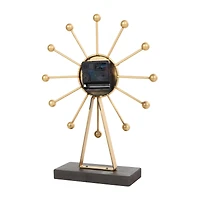 CosmoLiving by Cosmopolitan 12" Gold Metal Sunburst Clock with Black Base & Clockface