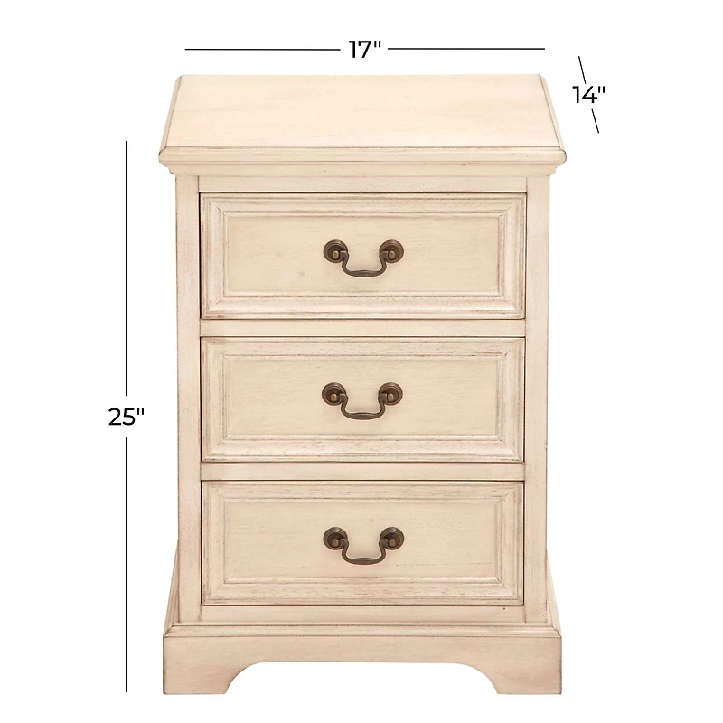 Cream Wood Traditional Accent Table, 25" x 17" x 14"