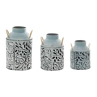 Set of 3 Blue Metal Farmhouse Vase, 9", 11", 13"