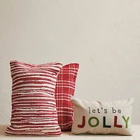 Hello Honey® 20" x 14" Let's Be Jolly Cotton Chambray Lumbar Pillow with Embroidery & Beads