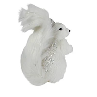 9" White Squirrel with Silver Gems Christmas Tabletop Decoration