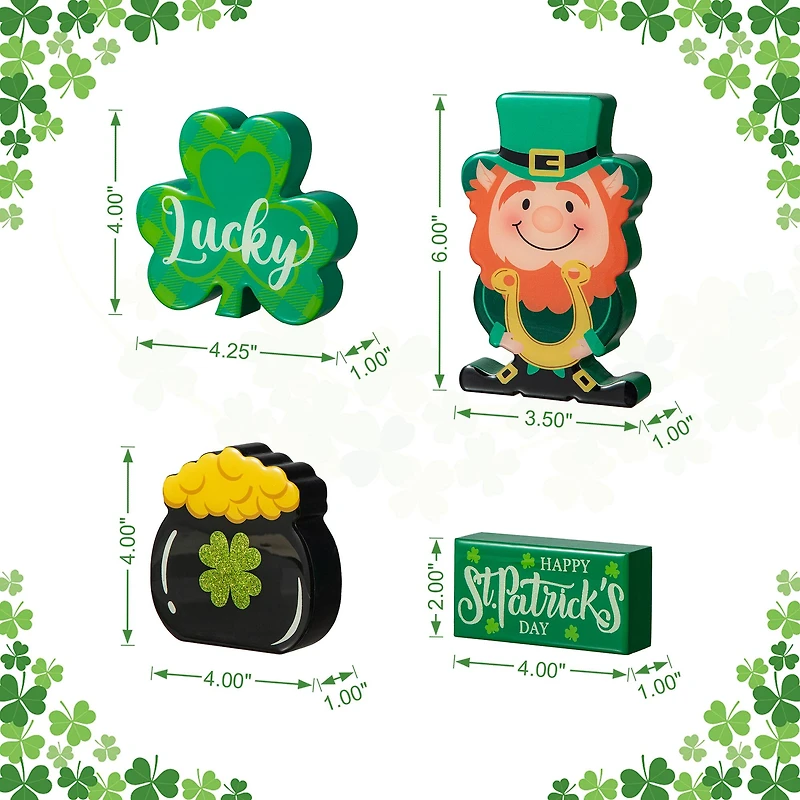 Glitzhome® St. Patrick's Shamrock, Pot of Gold & Leprechaun Table Décor Set