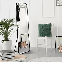 Black Steel Framed Full Length Floor Mirror with Easel - 17.5" x 66.5"