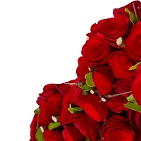 Red Wooden Rose Floral Heart Shaped Artificial Valentine's Day Wreath 14"