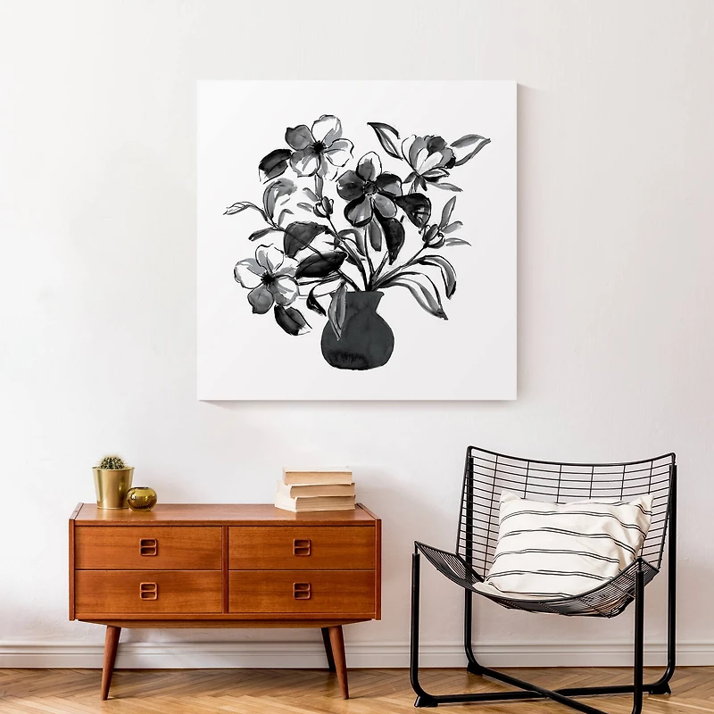 Monochromatic Floral IV 30" x 30" Canvas Wall Art
