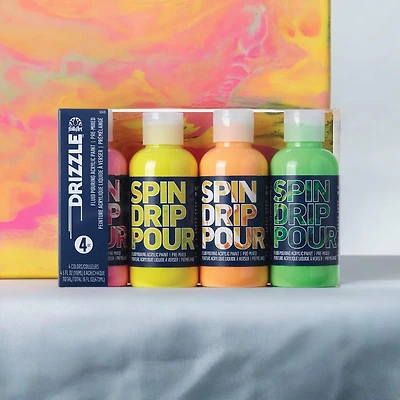 FolkArt® Drizzle™ 4 Color Neon Paint Set