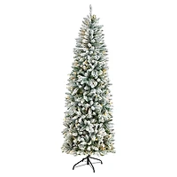 7ft. Pre-Lit Flocked Montreal Fir Artificial Christmas Tree, Warm White LED Lights
