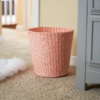 Household Essentials Pink Woven Paper Rope Waste Basket