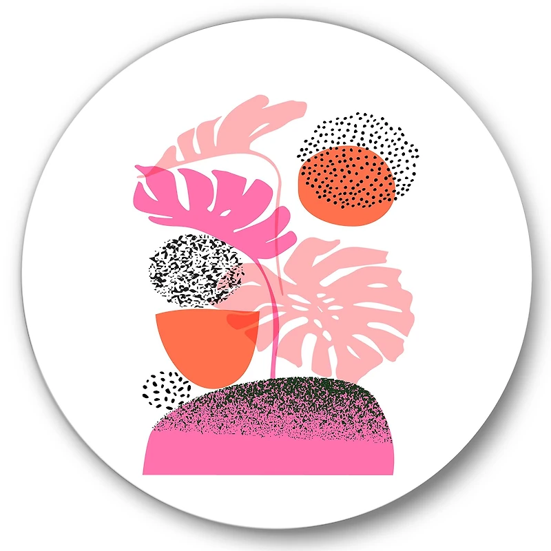 Designart - Geometric Moon & Sun Shapes With Tropical Leaves