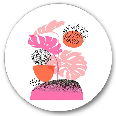 Designart - Geometric Moon & Sun Shapes With Tropical Leaves