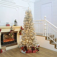 7ft. Pre-Lit Champagne Tinsel Artificial Christmas Tree, Warm White LED Lights by Ashland®