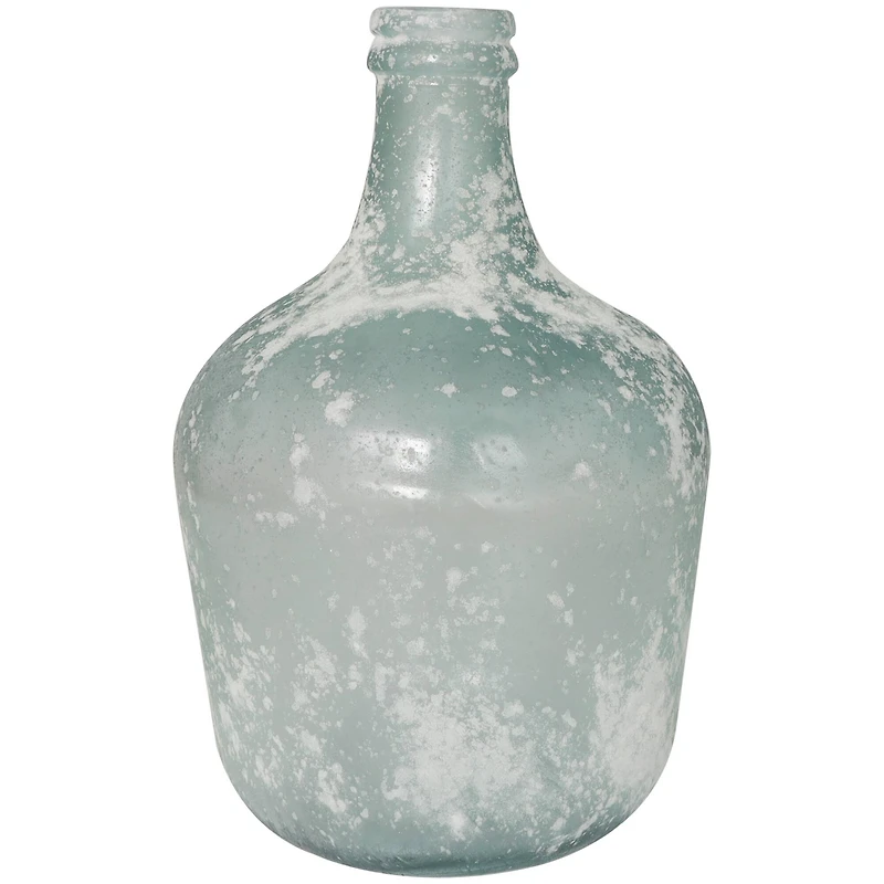 17" Frosted Spanish Bottle Recycled Glass Vase