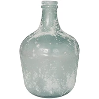 17" Frosted Spanish Bottle Recycled Glass Vase