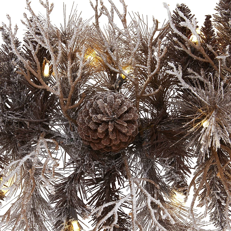6ft. LED Flocked Pine & Pinecone Christmas Garland