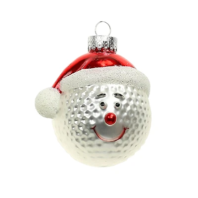 3" White Golf Ball in Santa Hat Glass Ornament by Ashland®