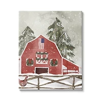 Stupell Industries Americana Barn Holiday Snow Scene Canvas Wall Art