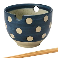 Hello Honey® Polka Dot Stoneware Ceramic Bowl with Chopsticks