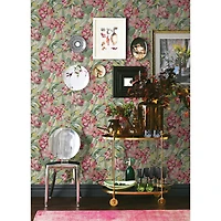 Caroline et Bettina Wine Belles Fleurs Peel & Stick Wallpaper